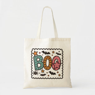 Boo-Rahmen mit geschwungenem Rand Halloween-Fleder Tragetasche
