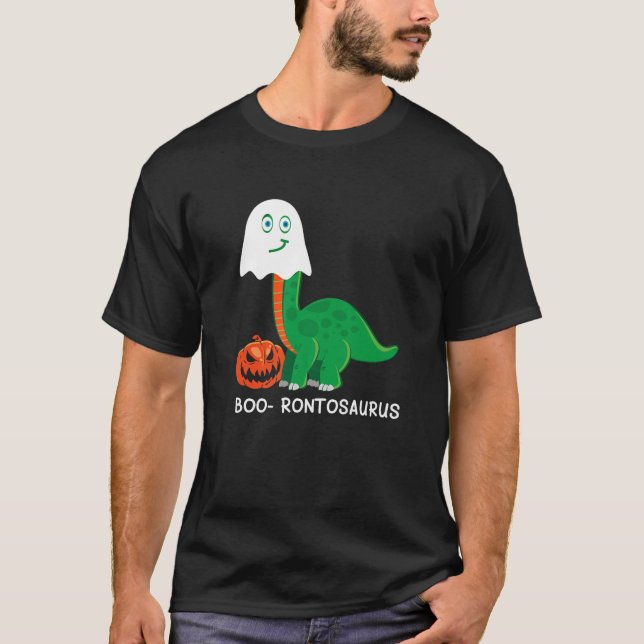 Boo-Rontosaurus Funny Halloween Ghost Dinosaur Lov T-Shirt (Vorderseite)