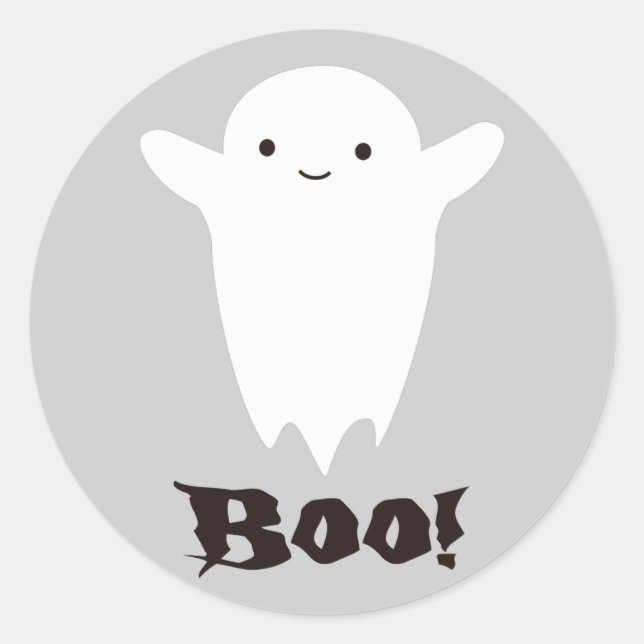 Boo! Runder Aufkleber (Vorderseite)