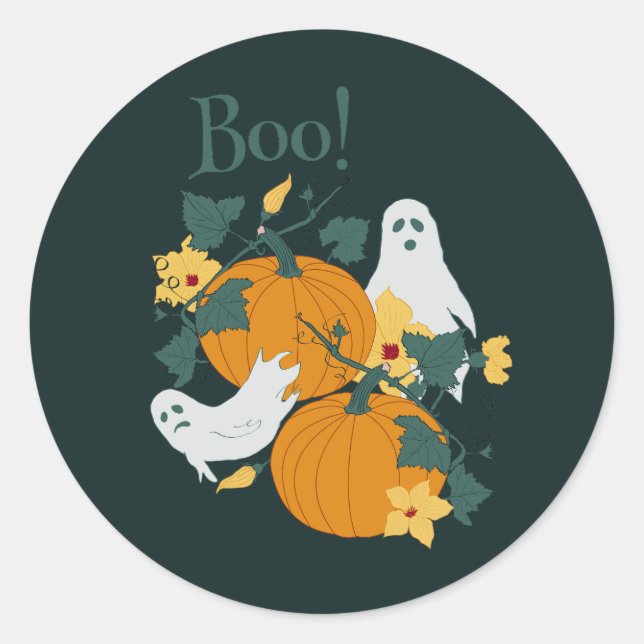 Boo! Runder Aufkleber (Vorderseite)