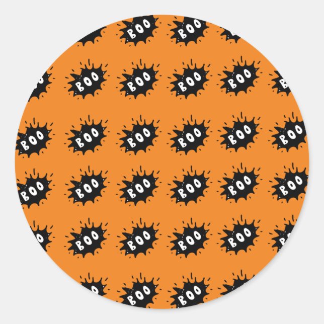 Boo! Runder Aufkleber (Vorderseite)