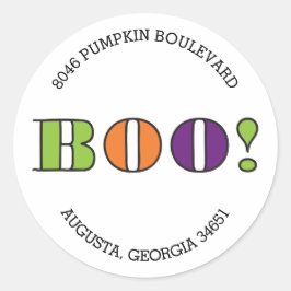 Boo! Runder Halloween-Rücksendeadresse Runder Aufkleber