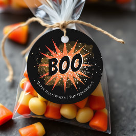 Boo | Schwarz/Orange Halloween Geschenkanhänger