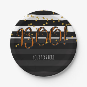 Boo! Schwarz-Orange-Halloween-Party Pappteller