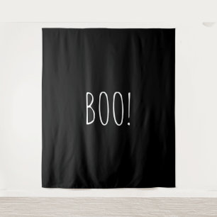 Boo schwarz spooky minimalistisch Halloween Hinter Wandteppich
