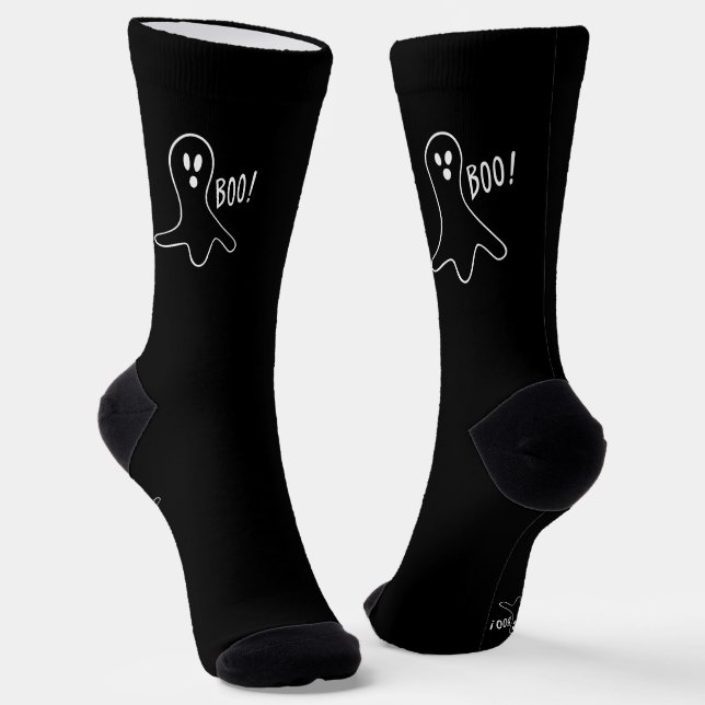 Boo Schwarz-weiß Ghost sprichwörtlich Spaß niedlic Socken (Gewinkelt)