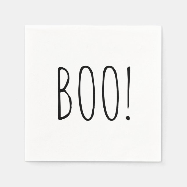Boo. Schwarz-Weiß-Halloween-Party Serviette (Vorderseite)