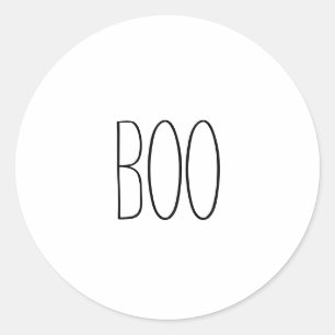 Boo schwarz-weiß spooky handgeschriebenes Hallowee Runder Aufkleber