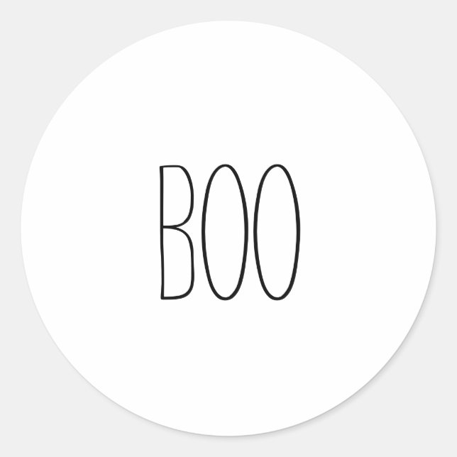 Boo schwarz-weiß spooky handgeschriebenes Hallowee Runder Aufkleber (Vorderseite)