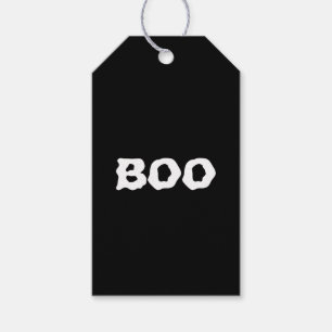 Boo schwarz-weiße gruselige Halloween-Geschenke Geschenkanhänger
