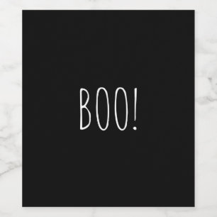 Boo schwarze einfache Typografie lustig süß Hallow Weinetikett