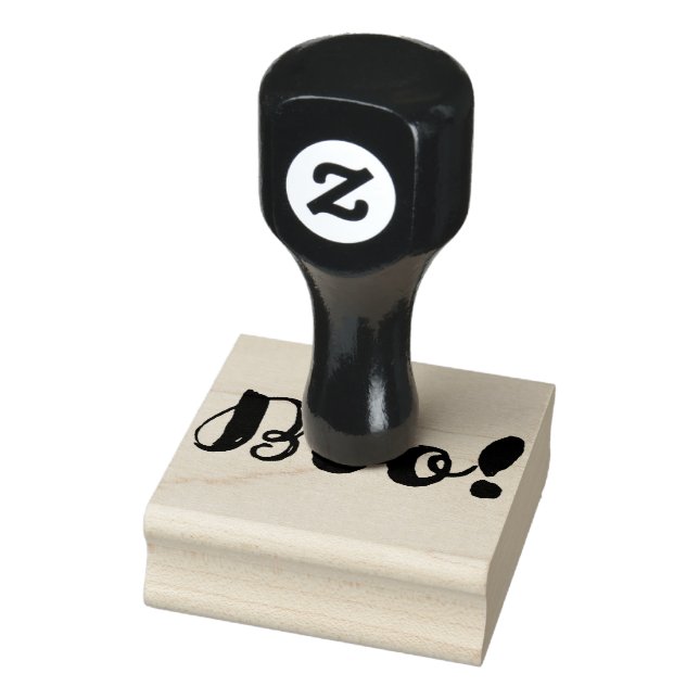 Boo! Schwarze Halloween Typografie Moderne Art Gummistempel (Stempel)