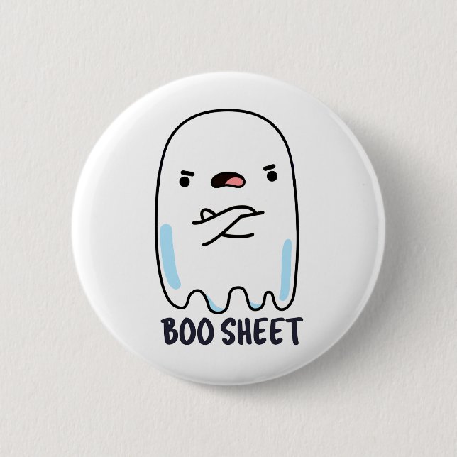 Boo Sheet Funny Halloween Ghost Pun  Button (Vorderseite)