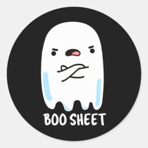 Boo Sheet Funny Halloween Ghost Pun Dark BG Runder Aufkleber