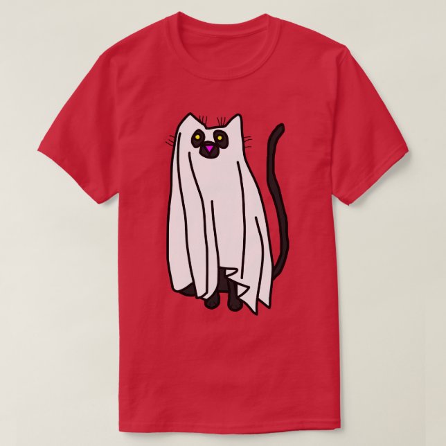 Boo Sheet Halloween Cat T-Shirt (Design vorne)