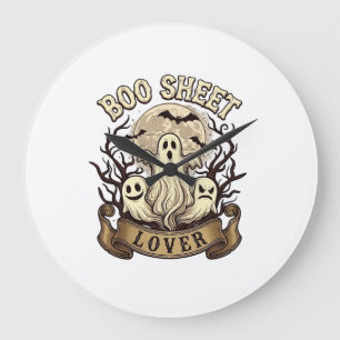 Boo Sheet Liebhaber Halloween Geister Mond Flederm Große Wanduhr