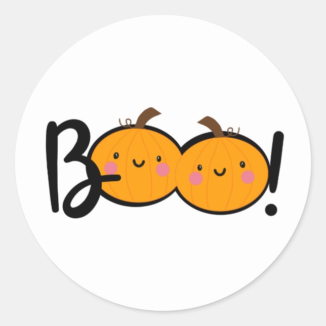 Boo Smiling Pumpkin Halloween Stickers (Vorderseite)