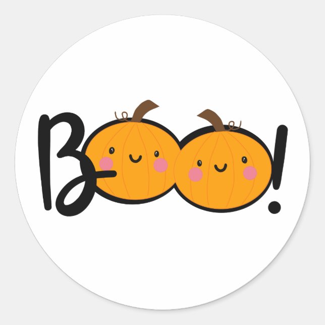 Boo Smiling Pumpkin Halloween Stickers (Vorderseite)
