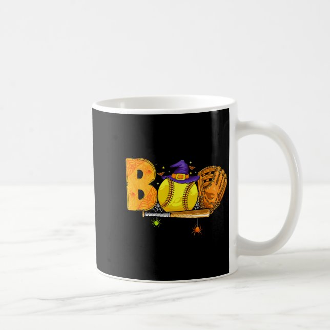 Boo Softball Player Catcher Tcher Funny Halloween  Kaffeetasse (Rechts)
