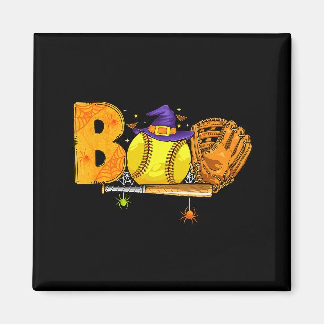 Boo Softball Player Catcher Tcher Funny Halloween  Magnet (Vorne)