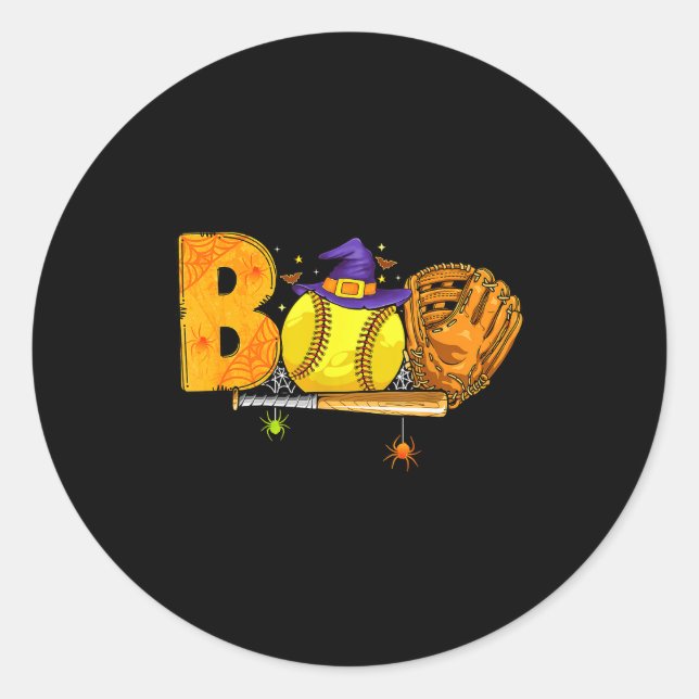Boo Softball Player Catcher Tcher Funny Halloween  Runder Aufkleber (Vorderseite)