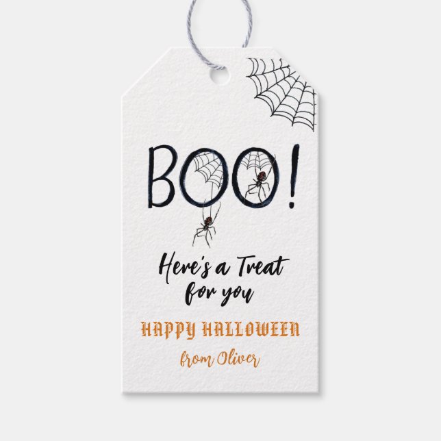 BOO Spiders & Spider Web Halloween Gefallen Gesche Geschenkanhänger (Vorderseite)