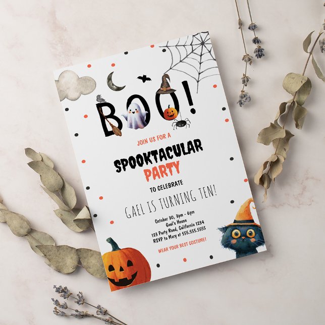 Boo Spooktacular Halloween Kindergeburtstag Einladung (Von Creator hochgeladen)