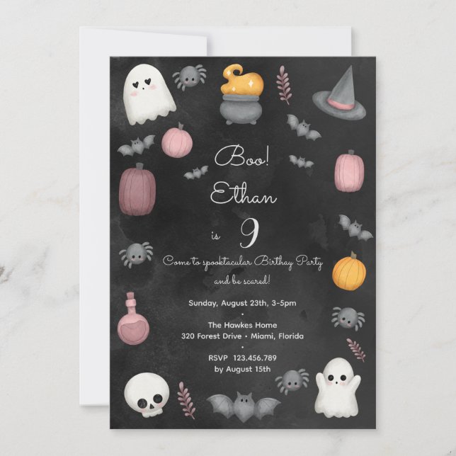 Boo! Spooktacular-Kindergeburtstag-Party Einladung (Vorderseite)