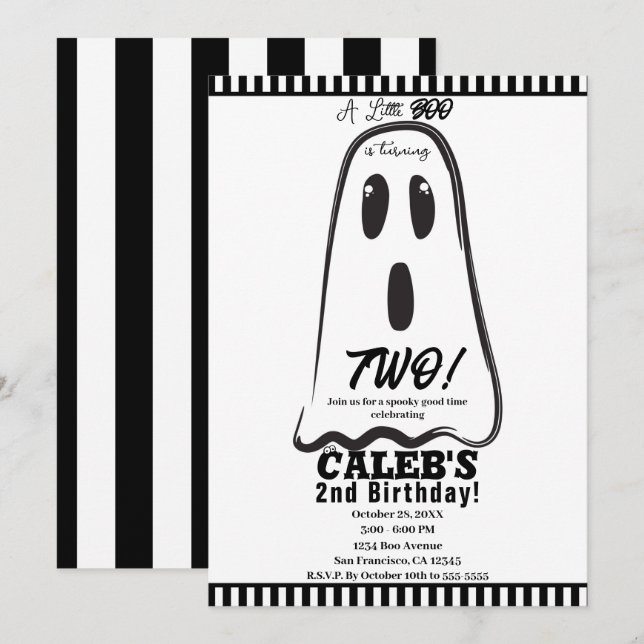 BOO! Spooky Niedlich Ghost Halloween-Party Einladung (Vorne/Hinten)