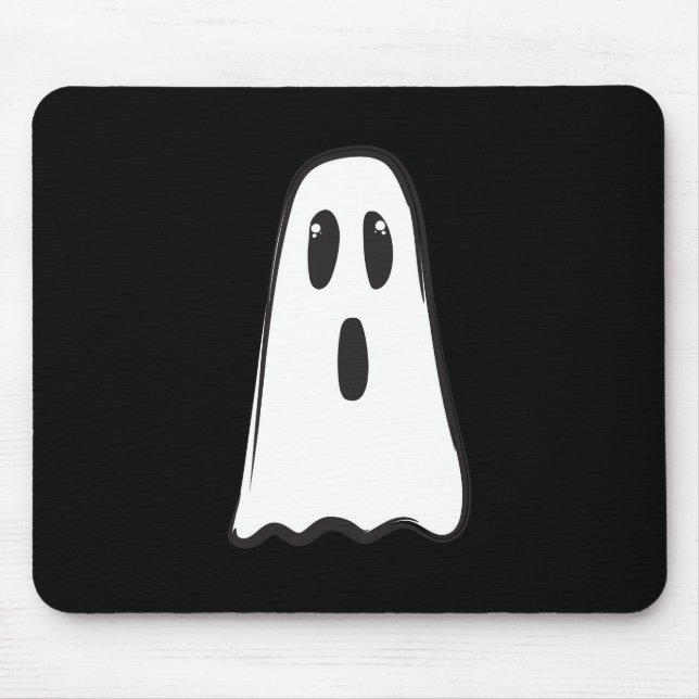 BOO! Spooky Niedlich Ghost Halloween Schwarz-weiß Mousepad (Vorne)
