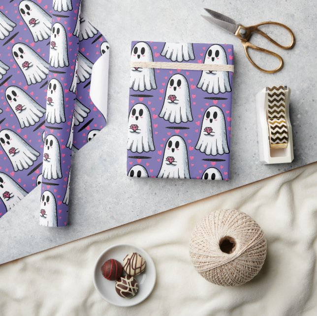 Boo stand auf geschenkpapier (Kunsthandwerk)
