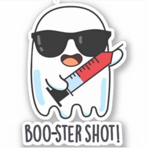 Boo-ster Shot Funny Ghost Vaccine Pun Aufkleber