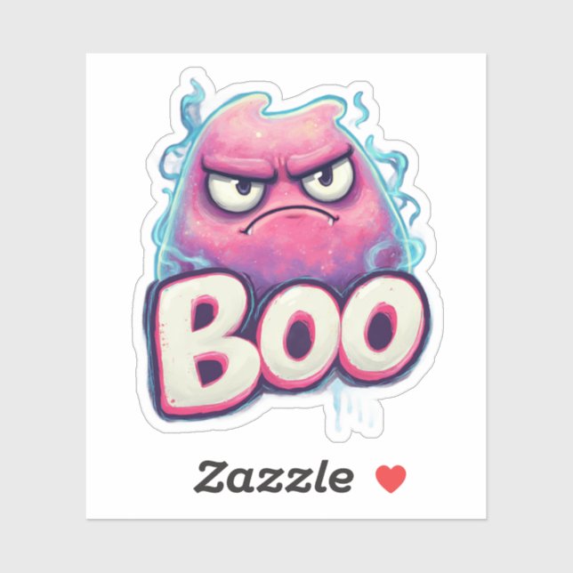 Boo Sticker | Niedlich Grumpy Ghost Decal | Funny  (Blatt)