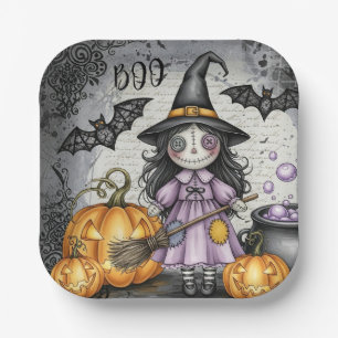 Boo & Süße Hexe und Laternen Pappteller