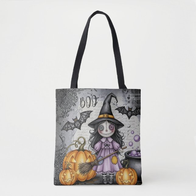 Boo & Süße Hexe und Laternen Tasche (Vorderseite)