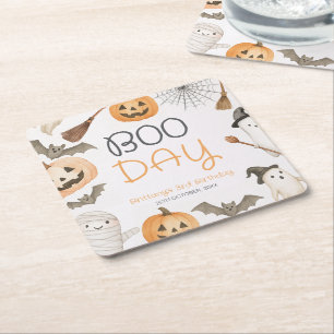 Boo Tag Gruseliger Halloween Geburtstag Rechteckiger Pappuntersetzer