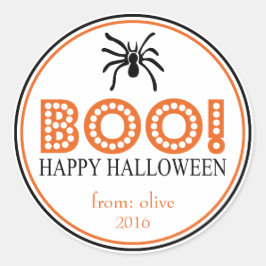 Boo! Tarantula Spider (schwarz / orange) Runder Aufkleber