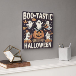 boo-tastische Hälfte zwischen niedlichem Design Quadratische Wanduhr