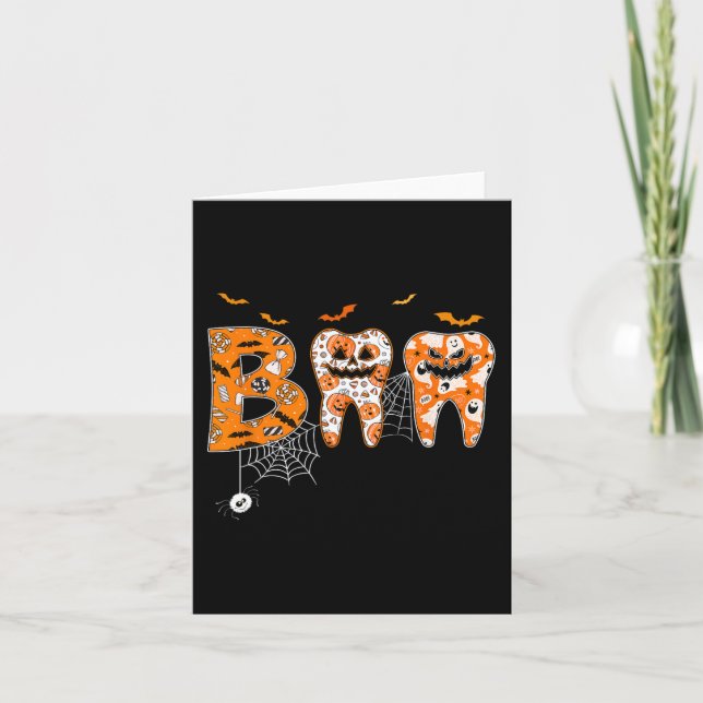 Boo Teeth Pumpkin Dentist Zahnhygienist Hallowe Karte (Vorderseite)