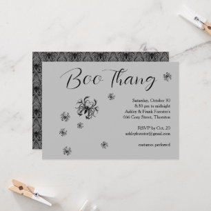 Boo Thang Creepy Spiders Grau Halloween-Party Einladung