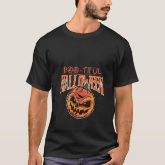 Boo tiful Halloween Carved Pumpkin Zombie Spooky S T-Shirt
