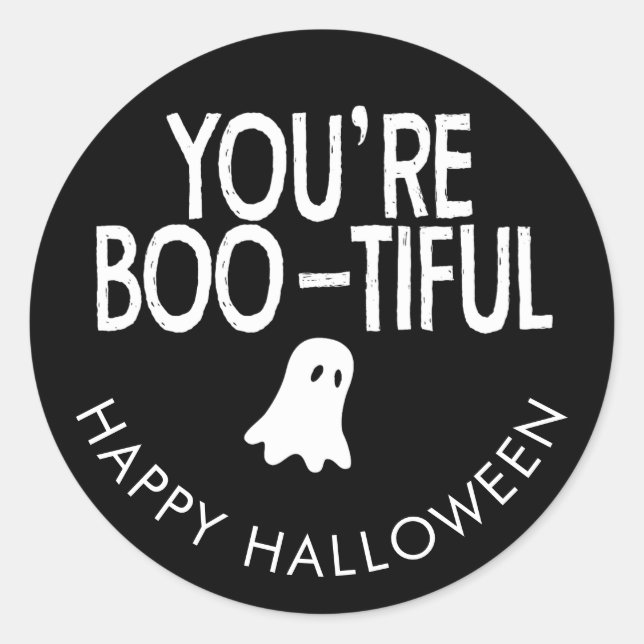 Boo Tiful Happy Halloween Familie Party Runder Aufkleber (Vorderseite)