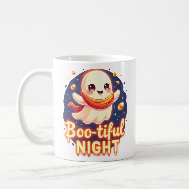 Boo-tiful Night Cute Halloween Ghost Mug Kaffeetasse (Links)