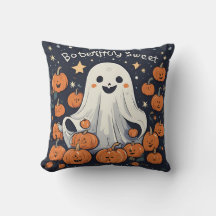 Boo tiful Sweet Ghost & Citrouille Throw Oreiller