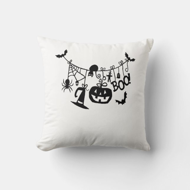 Boo Trick oder Treat Halloween-Fledermäuse, Pumpki Kissen (Vorderseite)