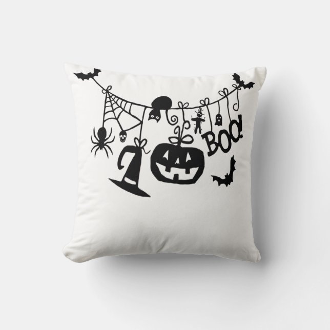 Boo Trick oder Treat Halloween-Fledermäuse, Pumpki Kissen (Vorderseite)