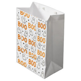 BOO Typografie Playful White Ghosts Halloween Mittlere Geschenktüte