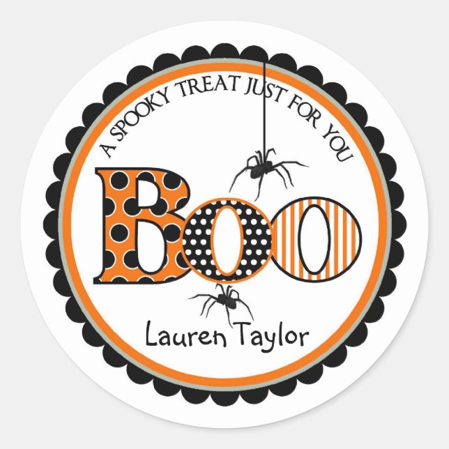 BOO und Spiders Halloween Leckerei Stickers (Vorderseite)