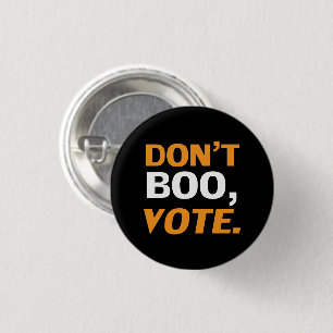 "Boo, vote" Halloween, schwarze Orange zur Wahl Button