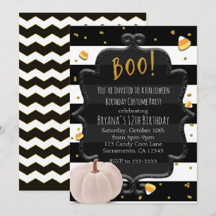 BOO! Weißer Kürbis und Candy Corn Halloween-Party Einladung